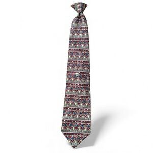 Vintage Burini Originals Clip-On Tie + Tie Bar Made in USA Geometric 80s/90s